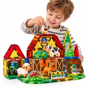 Set STEM cu piese magnetice de construit - Ferma vesela - 54 piese - Img 2