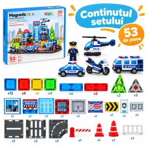 Set STEM cu piese magnetice de construit - Sectia de Politie - 54 piese - Img 4