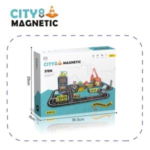 Set STEM magnetic de constructie cu vehicule - 80 piese