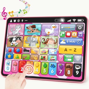 Tableta 3 in 1 in limba romana, cu activitati educative, logopedice si de asociere pentru copii, Roz - Img 10