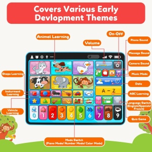 Tableta interactiva 3 in 1 pentru copii, jucarie logopedica si muzicala