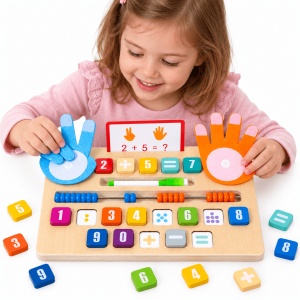 Tablita multifunctionala din lemn, matematica si desen, cu abac si accesorii - Img 2