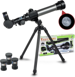 Telescop cu trepied, zoom pana la 40x, rotire 360 grade, distanta focala 170 mm, Negru