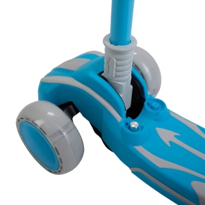 Trotineta cu 3 roti silicon, lumini LED, muzica, pliabila, albastru