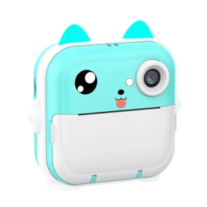 Aparat foto digital copii cu imprimare fotografie instant, 24 MP 1080p, Display LCD color 3.2", Turcoaz