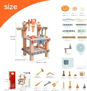 Banc de scule din lemn cu accesorii incluse, MSN