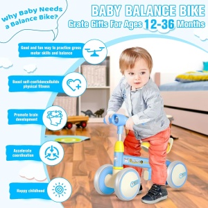 Bicicleta de echilibru cu 4 roti, lumina, sunete si suspensie, 1-3 ani, roz - Img 4