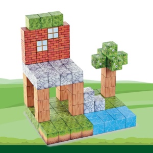 Blocuri magnetice de constructie 3D tip Minecraft, 2.5 cm - 103 piese