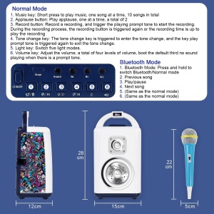 Boxa karaoke pentru copii cu microfon, inregistrare si bluetooth