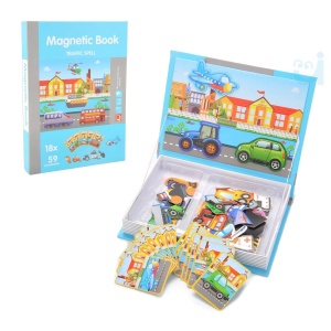 Carte magnetica puzzle pentru copii – Vehicule in trafic