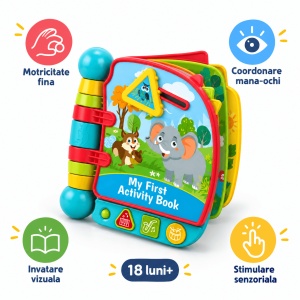 Carticica interactiva My First Activity Book, cu animale, sunete muzicale si activitati - Img 7