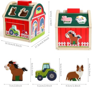 Casuta de sortat cu animalute - Ferma vesela
