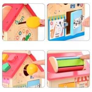 Casuta educativa din lemn 8 in 1 cu activitati Montessori - Tambur