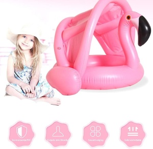Colac tip barcuta cu parasolar detasabil, Flamingo, Roz