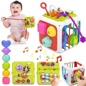 Cub interactiv 7 in 1 cu activitati pentru bebelusi, Shape Box