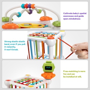 Cub senzorial bebelusi cu benzi elastice, circuit si forme de sortat - Sensory