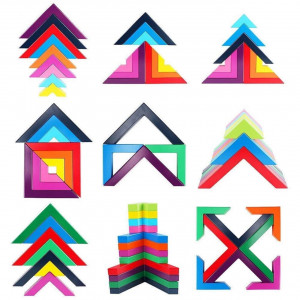 Joc educativ de constructie cu 12 piese, tip Tangram