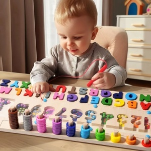 Joc educativ logaritmic 5 in 1, labirint, asociere culori, litere si cifre