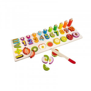 Joc logaritmic 4 in 1, asociere, numarare, sortare si feliat fructe