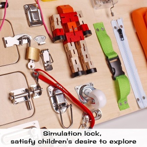 Jucarie din lemn Busy Board, 21 activitati, Robotel