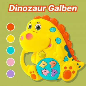 Jucarie interactiva muzicala cu functii si lumini, Orga Dinozaur, Galben
