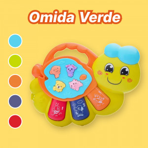 Jucarie interactiva muzicala cu functii si lumini, Orga Omida, Verde