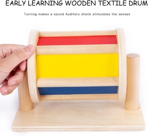 Jucarie Montessori din Lemn, Tambur rotativ, Colorat
