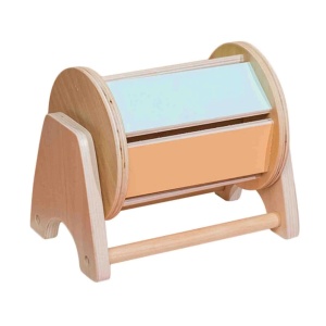 Jucarie Montessori din Lemn, Tambur rotativ, Pastel