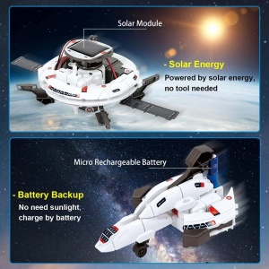Kit STEM 6 in 1 de constructie, alimentare cu energie solara, vehicule spatiale
