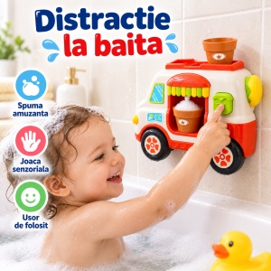 Masinuta de inghetata – jucarie de baie cu spuma, 2 pahare si prindere cu ventuze - Img 6