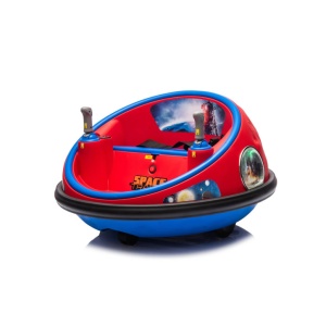 Masinuta electrica bumper car cu lumini, centura de siguranta, 2 controllere, telecomanda, Bluetooth, 1-6 ani, nava spatiala, rosu