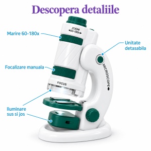 Microscop 2 in 1 pentru copii, portabil, marire 60–180x - Img 5