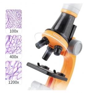 Microscop pentru copii, STEM, marire pana la 1200x - Portocaliu