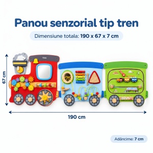 Panou de activitati din lemn Viga Toys – Tren pentru perete, 3 sectiuni, 190 cm - Img 8