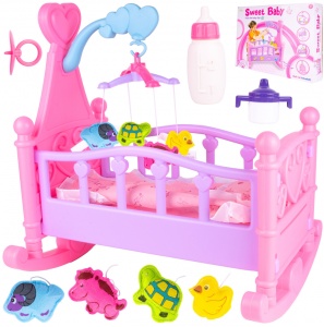 Patut balansoar cu papusa, carusel suspendat si accesorii incluse - Sweet Baby