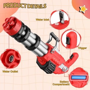 Pistol cu apa electric, 1000 ml, 58 cm - Gatling Water Gun - Rosu