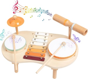 Set 5 instrumente muzicale cu cadru din lemn