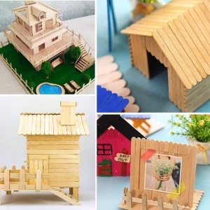 Set 50 bete natur din lemn, activitati craft, 11.5 cm