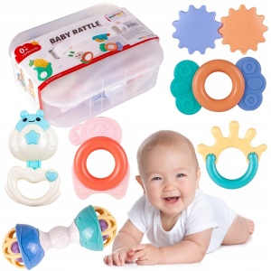 Set 6 jucarii zornaitoare, dentitie si cutie depozitare