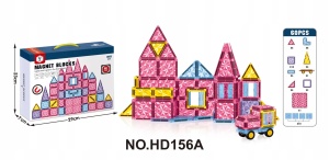 Set de constructie cu piese Magnetice, 60 piese - Roz