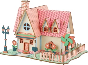 Set de construit din lemn, macheta, copii si adulti, 73 piese, Casa cu Floarea soarelui - Img 2