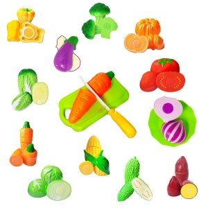 Set de joaca de feliat din plastic, 15 piese, Legume