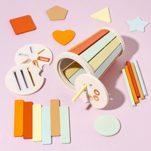 Set de sortare forme si culori in pahar- Pastel