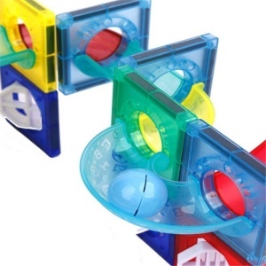 Set educativ de constructie cu piese magnetice si bila luminoasa, Magna Blocks, 40 piese