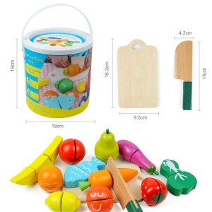 Set galetusa cu alimente de feliat din lemn, Micul Bucatar