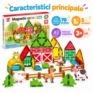 Set STEM cu piese magnetice de construit - Ferma vesela - 70 piese - Img 5