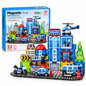 Set STEM cu piese magnetice de construit - Sectia de Politie - 54 piese