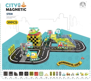 Set STEM magnetic de constructie cu vehicule - 39 piese