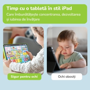 Tableta 3 in 1 in limba romana, cu activitati educative, logopedice si de asociere pentru copii, Verde