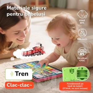 Tableta 3 in 1 in limba romana, cu activitati educative, logopedice si de asociere pentru copii, Roz - Img 8